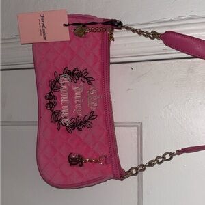 Juicy Couture Pink Quilted Clutch with Gold Accents